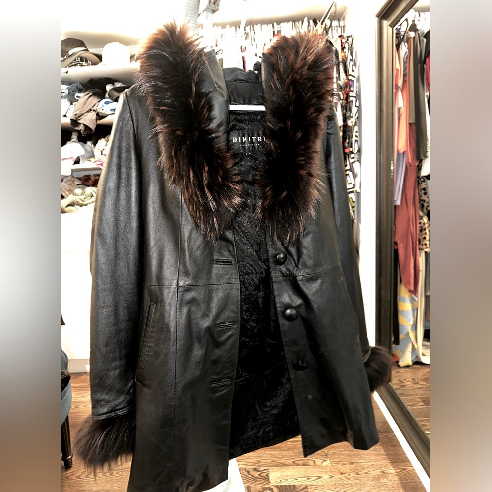 Authentic Dimitri Coat real leather with real fox fur